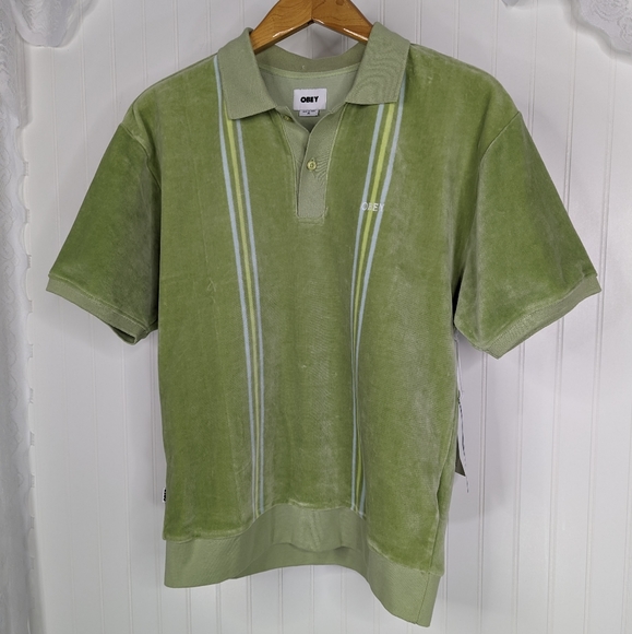 OBEY Stefano Short Sleeve Velour Polo NWT Sz M - Picture 7 of 13